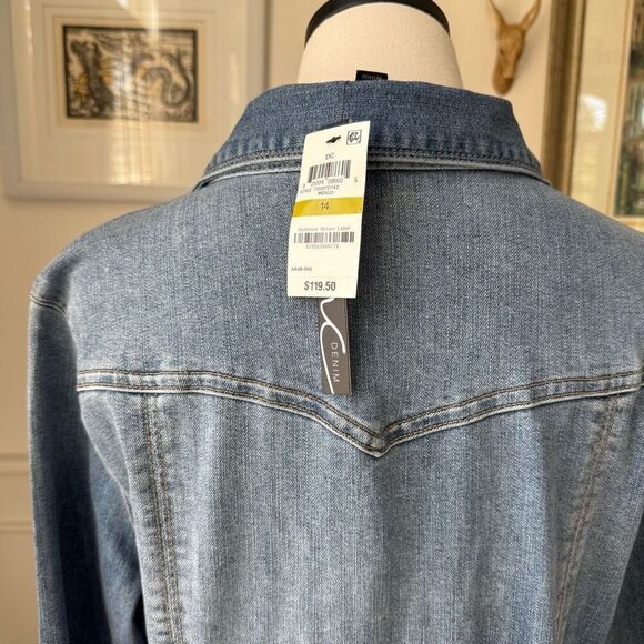 NWT INC INTERNATIONAL CONCEPTS Dungaree Demin Southwestern Embroidered Snap Fron - Picture 7 of 9